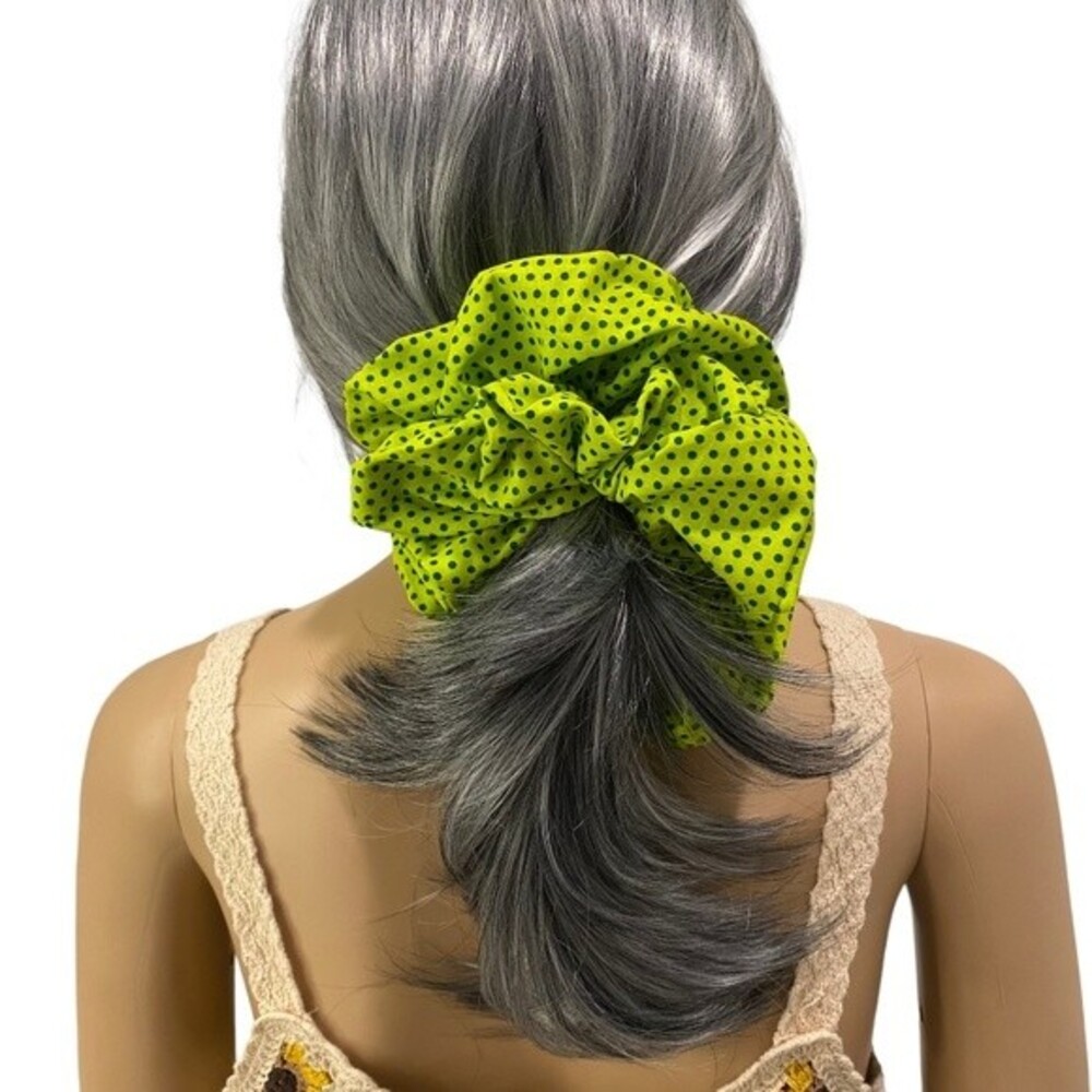 Hair Scrunchie. Green.  XL. Polka Dot. Bright. Resortwear. Hair Scrunchies.